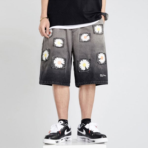 daisy print patch denim shorts men streetwear gradient short jeans casual baggy straight knee-length pants men's, Blue
daisy print patch denim shorts men streetwear gradient short jeans casual baggy straight knee-length pants men's, Blue
