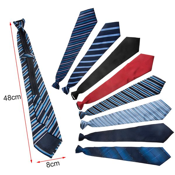tie zipper necktie lazy for men polyester silk classic, Red;brown