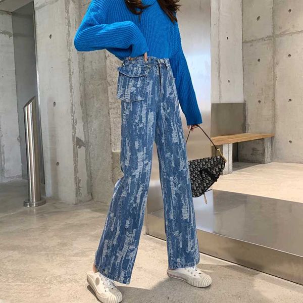 autumn/winter fashion washing hair texture of tall waist covered across show thin wide-legged jeans xuan straight loose pants of, Blue
autumn/winter fashion washing hair texture of tall waist covered across show thin wide-legged jeans xuan straight loose pants of, Blue