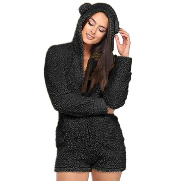 winter women fur jumpsuit long sleeve hooded short playsuit solid fashion cute bear ear hoodie jumpsuits, Black;white
winter women fur jumpsuit long sleeve hooded short playsuit solid fashion cute bear ear hoodie jumpsuits, Black;white