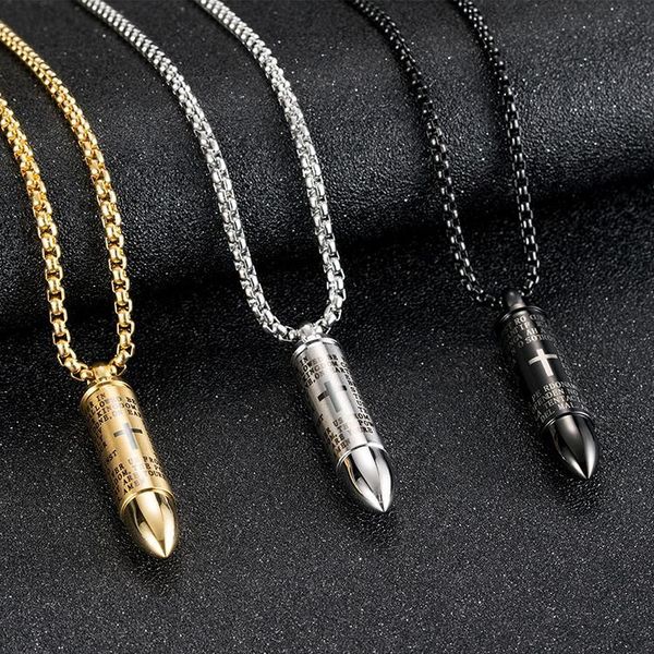 selling bullet shape cross jesus prayer scripture stainless steel men's pendant necklace fashion charm jewelry wholesale postage, Silver
selling bullet shape cross jesus prayer scripture stainless steel men's pendant necklace fashion charm jewelry wholesale postage, Silver