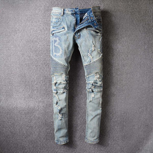 balmain мужские джинсы slim fit рваные джинсы мужчины привет-стрит мужские проблемные джинсовые бегуны колено отверстия промытые разрушенные, Blue
balmain мужские джинсы slim fit рваные джинсы мужчины привет-стрит мужские проблемные джинсовые бегуны колено отверстия промытые разрушенные, Blue