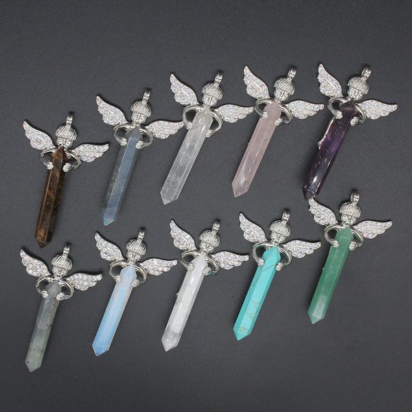 wholesale 5 pcs silver plated cute angel wrap hexagon prism with rhinestone pendant white howlite stone classic jewelry
wholesale 5 pcs silver plated cute angel wrap hexagon prism with rhinestone pendant white howlite stone classic jewelry
