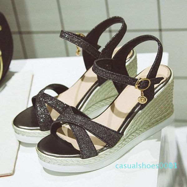 sequins women sandals lady dress shoe casual wedges sandals platform high heel buckle sapato feminino women c13, Black
sequins women sandals lady dress shoe casual wedges sandals platform high heel buckle sapato feminino women c13, Black