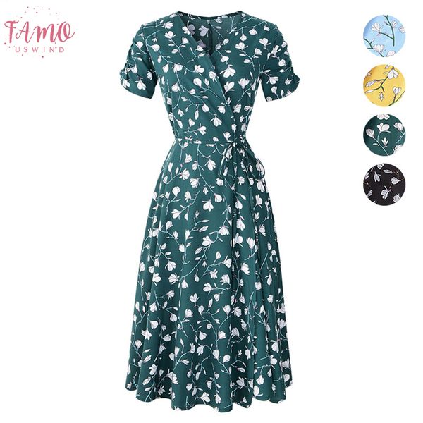 new summer print floral dress women v neck short sleeves mid calf chiffon bohemian dresses beach midi female wrap long dress, Black;gray
new summer print floral dress women v neck short sleeves mid calf chiffon bohemian dresses beach midi female wrap long dress, Black;gray