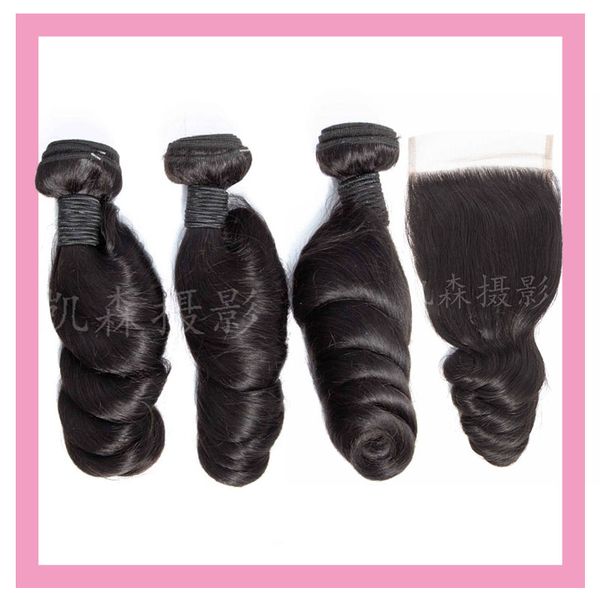 brazilian virgin hair 3 bundles with 4x4 loose wave 4pieces/lot hair extensions loose wave bundles with lace closure natural color, Black;brown 
brazilian virgin hair 3 bundles with 4x4 loose wave 4pieces/lot hair extensions loose wave bundles with lace closure natural color, Black;brown
