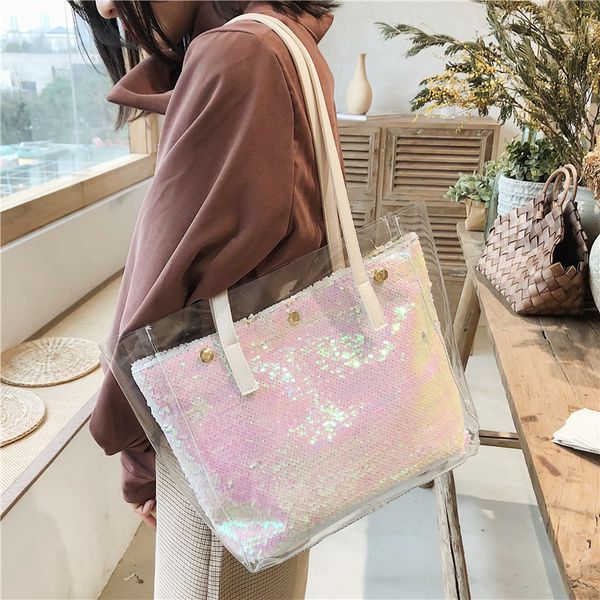 2020 new handbag women's korean version of sequins transparent portable fashion large-capacity messenger bag ladies
2020 new handbag women's korean version of sequins transparent portable fashion large-capacity messenger bag ladies