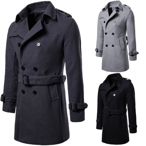 men's jacket long coat men long jackets double-breasted buttons mens coat s-xxl, Black
men's jacket long coat men long jackets double-breasted buttons mens coat s-xxl, Black