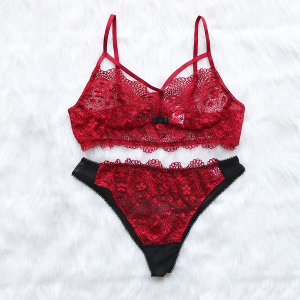 women set lingerie solid wine red lace openwork cross straps gathered bra + stitching color lace briefs women underwear set, Red;black
women set lingerie solid wine red lace openwork cross straps gathered bra + stitching color lace briefs women underwear set, Red;black