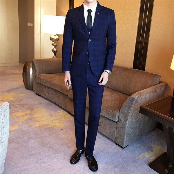 suit suit men's casual men's three piece bridegroom's wedding dress british plaid slim size men, White;black
suit suit men's casual men's three piece bridegroom's wedding dress british plaid slim size men, White;black