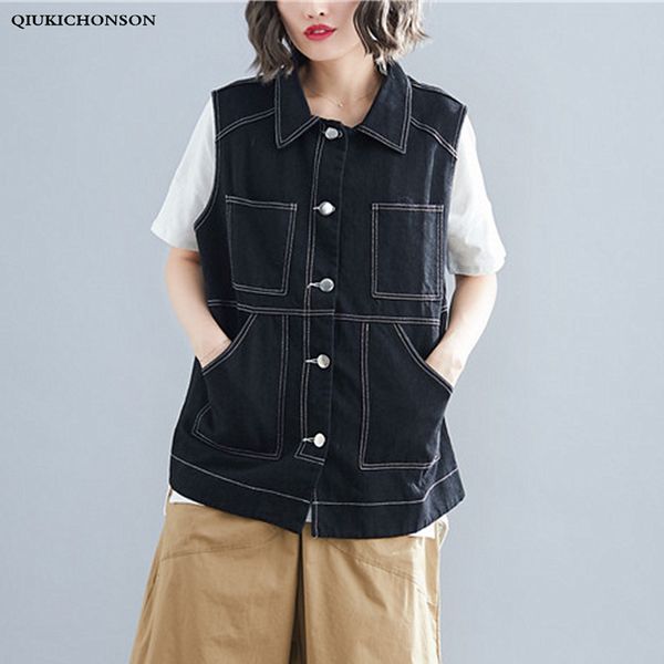 spring summer korean fashion plus size long jeans vest jacket women sleeveless denim waist coat gilet femme long, Black;white
spring summer korean fashion plus size long jeans vest jacket women sleeveless denim waist coat gilet femme long, Black;white