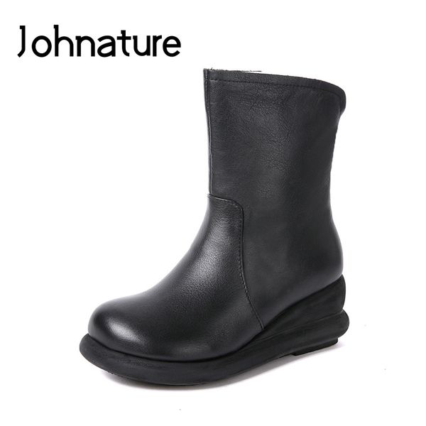 johnature 2019 winter flat bottom genuine leather round toe zipper casual platform boots women shoes, Black
johnature 2019 winter flat bottom genuine leather round toe zipper casual platform boots women shoes, Black