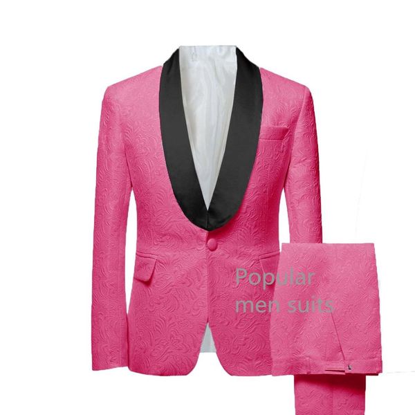 2019 fuchsia jacquard wedding suits groomsmen suits 2 pieces (jacket+pants) slim fit black shawl lapel groom tuxedos men, White;black
2019 fuchsia jacquard wedding suits groomsmen suits 2 pieces (jacket+pants) slim fit black shawl lapel groom tuxedos men, White;black