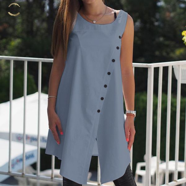 2019 vintage blouses women asymmetrical tunic summer sleeveless buttons casual split long shirts plus size blusas, White
2019 vintage blouses women asymmetrical tunic summer sleeveless buttons casual split long shirts plus size blusas, White