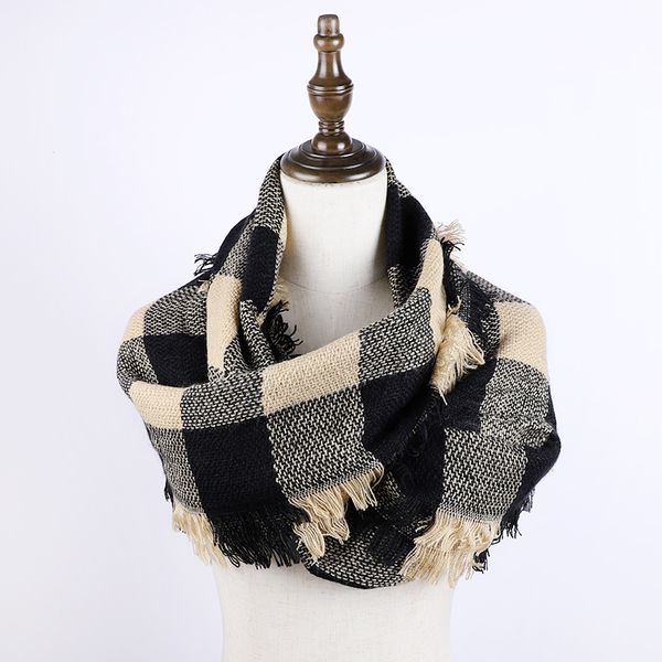 2019 plaid infinity scarf autumn women fashion scarf knitted winter tassel shawl for women cashmere bufandas hombre