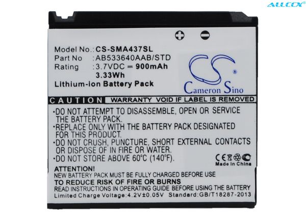cameron sino 900mah battery ab533640aa, ab533640aab, ab533640aab/std for samsung sgh-a436, sgh-a437, a717, sgh-a747,sgh-a747 slm
cameron sino 900mah battery ab533640aa, ab533640aab, ab533640aab/std for samsung sgh-a436, sgh-a437, a717, sgh-a747,sgh-a747 slm