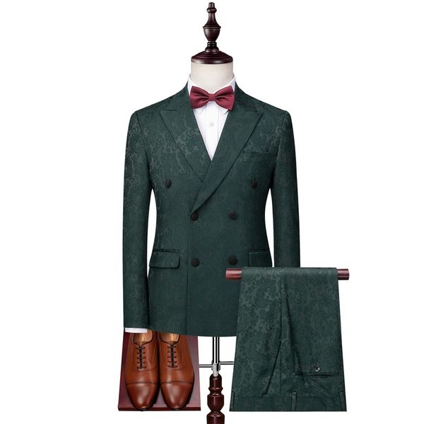 blazer + pants + vest) suit 3 psc sets groom suit wedding luxury party ball jacquard design high-end slim men's tuxedo, White;black