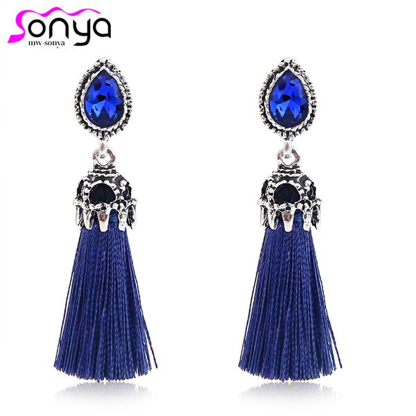long tassel statement dangle earrings for women rhinestone stud fashion jewelry pendientes 3b4016, Silver
long tassel statement dangle earrings for women rhinestone stud fashion jewelry pendientes 3b4016, Silver