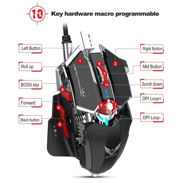 A869 Hxsj Красочный свет Gaming Mouse Esports Проводная мышь Dpi Четыре Файлы Регулируемое Up To Bla
A869 Hxsj Красочный свет Gaming Mouse Esports Проводная мышь Dpi Четыре Файлы Регулируемое Up To Bla