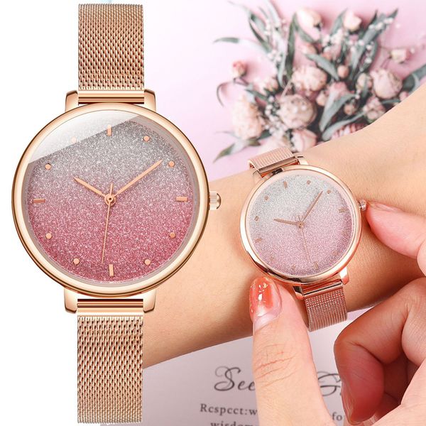 women watches fashion rose gold gradient color ladies quartz wrist watches zegarek damski montre femme, Slivery;brown
women watches fashion rose gold gradient color ladies quartz wrist watches zegarek damski montre femme, Slivery;brown