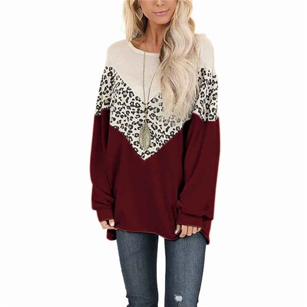 leopard panelled women designer t shirts casual loose long sleeved crew neck pullover t shirts fashion women tees, White
leopard panelled women designer t shirts casual loose long sleeved crew neck pullover t shirts fashion women tees, White