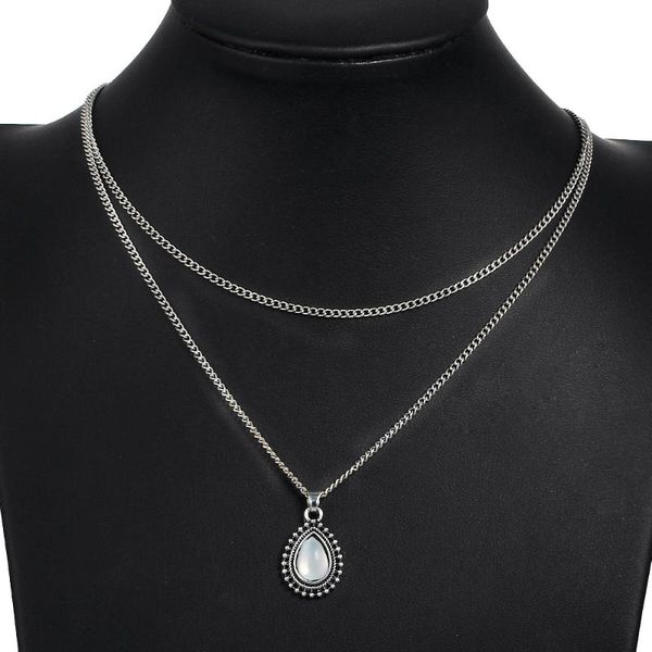 retro double layer water droplet crystal pendant fashion europe and america alloy water droplet gemstone necklace, Silver
retro double layer water droplet crystal pendant fashion europe and america alloy water droplet gemstone necklace, Silver