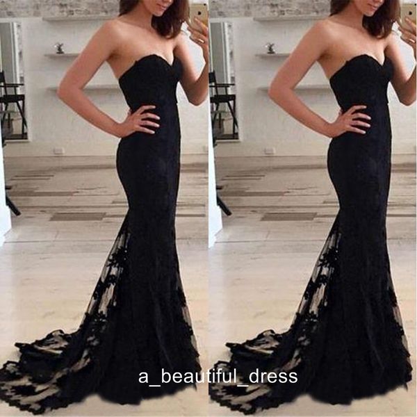 vestido de party prom dresses black lace sweetheart neck sleeveless mermaid formal evening gowns ed1310, Black;red
vestido de party prom dresses black lace sweetheart neck sleeveless mermaid formal evening gowns ed1310, Black;red
