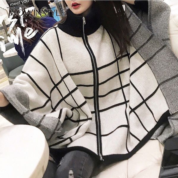 twotwinstyle plaid knitting women's shawl coat turtleneck zipper warm jackets for women spring autumn female clothes 2018 new, Black;brown
twotwinstyle plaid knitting women's shawl coat turtleneck zipper warm jackets for women spring autumn female clothes 2018 new, Black;brown
