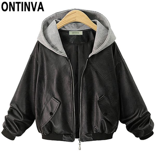 womens fashion pu leather jackets with cap plus size female spring outwear faux soft leather coat with pockets 2019 new, Black
womens fashion pu leather jackets with cap plus size female spring outwear faux soft leather coat with pockets 2019 new, Black
