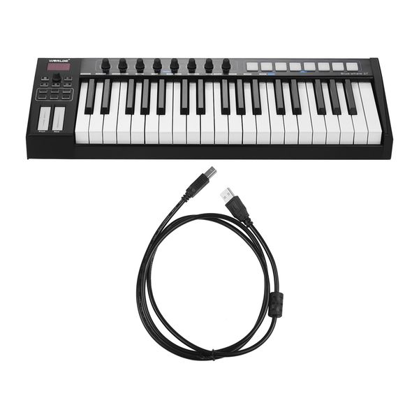 new blue whale 37 usb midi controller keyboard 37 semi-weighted keys 8 rgb backlit trigger pads led display
new blue whale 37 usb midi controller keyboard 37 semi-weighted keys 8 rgb backlit trigger pads led display
