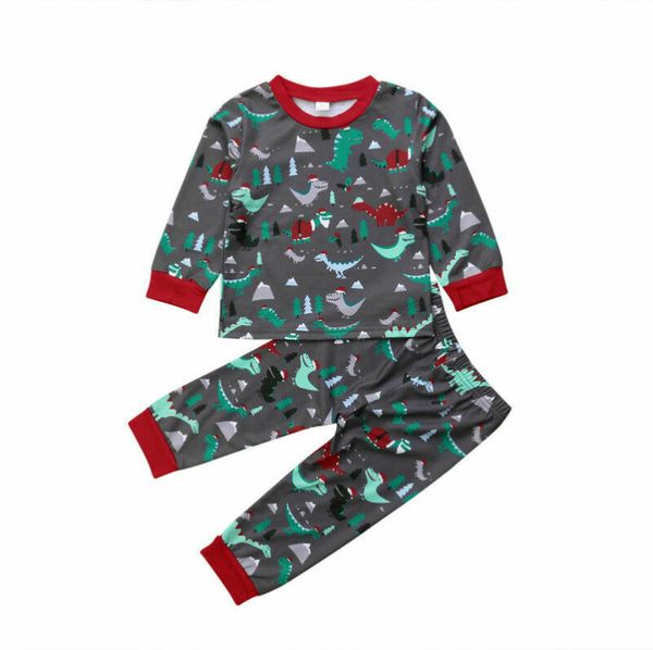 

мода малыш малыш девочка мальчик рождество динозавр топы длинные брюки наряд 2шт пижамы одежда 1-6 лет, White