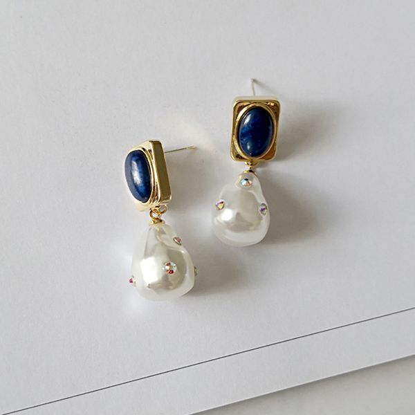 peri'sbox faux pearl drop earrings embedded lapis lazuli square gold earrings embellished small rhinestone dangle earrings women, Golden
peri'sbox faux pearl drop earrings embedded lapis lazuli square gold earrings embellished small rhinestone dangle earrings women, Golden