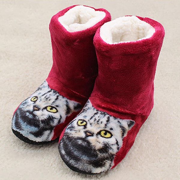 women thick warm winter slippers cute 3d cat print shoes home indoor plush flat with shoes, Black
women thick warm winter slippers cute 3d cat print shoes home indoor plush flat with shoes, Black