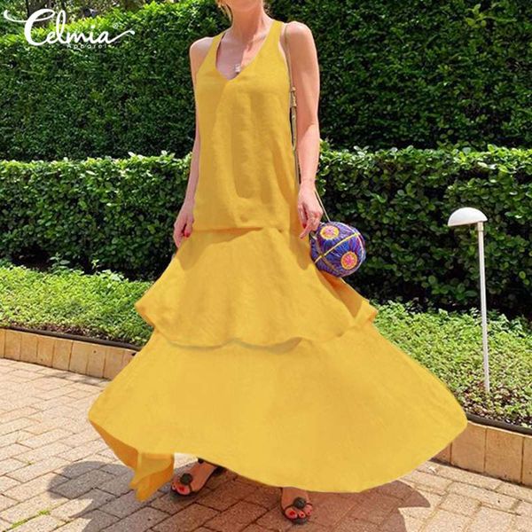 casual dresses v-neck summer maxi sundress celmia women long dress 2021 fashion sleeveless loose layered party beach vestidos robe, Black;gray
casual dresses v-neck summer maxi sundress celmia women long dress 2021 fashion sleeveless loose layered party beach vestidos robe, Black;gray