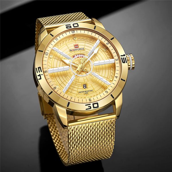 

luxury brand naviforce men watch men's wristwatch quartz analog steel 30m waterproof fashion casual clock relogio masculino, Slivery;brown