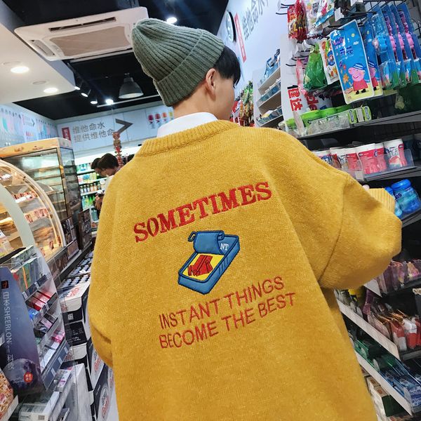 2018 autumn and winter men's new letter embroidery thick sweater coat round neck pullover yellow / blue / black -2xl, White;black
2018 autumn and winter men's new letter embroidery thick sweater coat round neck pullover yellow / blue / black -2xl, White;black