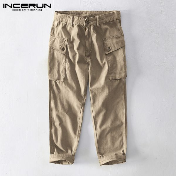 incerun men cargo pants joggers pockets solid color button streetwear casual long trousers fashion loose pantalones hombre s-5xl, Black
incerun men cargo pants joggers pockets solid color button streetwear casual long trousers fashion loose pantalones hombre s-5xl, Black