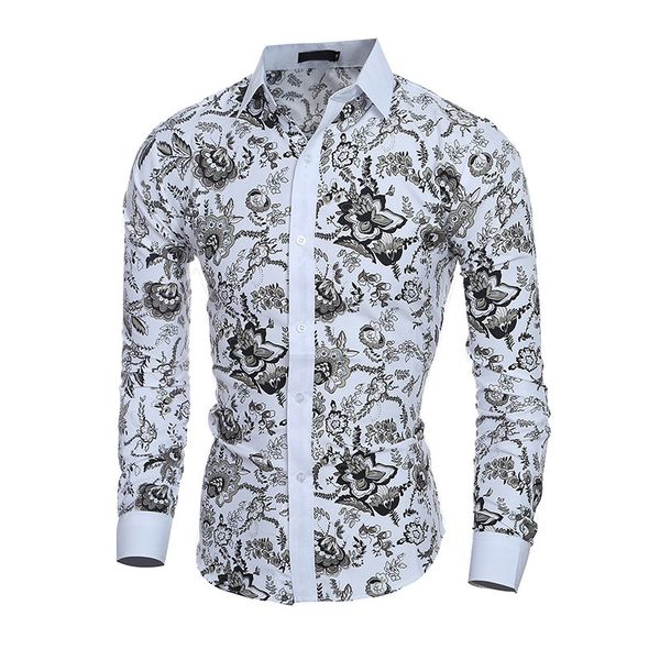 men casual long sleeve lapel collar slim spring fashion single breasted formal business printed shirt, White;black
men casual long sleeve lapel collar slim spring fashion single breasted formal business printed shirt, White;black