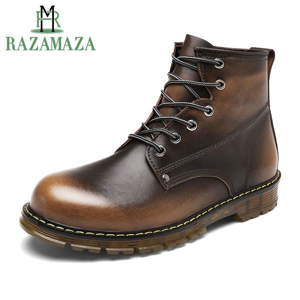 razamaza winter men real leather ankle boots outdoor waterproof lace up boots casual non-slip shoes male footwear size 38-44, Black
razamaza winter men real leather ankle boots outdoor waterproof lace up boots casual non-slip shoes male footwear size 38-44, Black