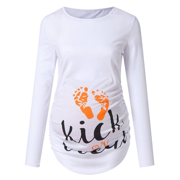 women's maternity pregnancy clothes print side ruched long sleeve pregnancy clothes fun letter print, White
women's maternity pregnancy clothes print side ruched long sleeve pregnancy clothes fun letter print, White