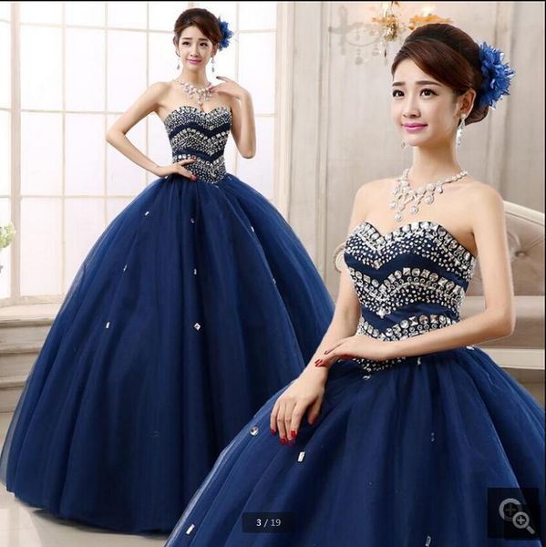 2019 new arrival navy blue ball gown princess prom dress puffy strapless sweetheart neck sweet 16 princess party prom gowns sale, Black
2019 new arrival navy blue ball gown princess prom dress puffy strapless sweetheart neck sweet 16 princess party prom gowns sale, Black