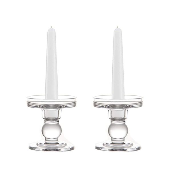 clear glass pillar candle holder, dual use taper candle stand for pillar or taper candlesticks (2 pack
clear glass pillar candle holder, dual use taper candle stand for pillar or taper candlesticks (2 pack