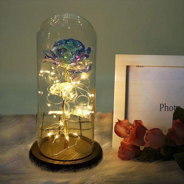 24k gold foil artificial rose flower and led light string in glass dome on wooden base romantic valentine's day gift for women
24k gold foil artificial rose flower and led light string in glass dome on wooden base romantic valentine's day gift for women