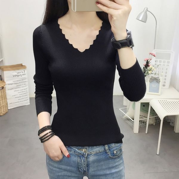 2019 slim fit sueter mujer invierno 2019 fashion casual v-neck sweaters solid winter wear long sleeve sweat shirts, White;black
2019 slim fit sueter mujer invierno 2019 fashion casual v-neck sweaters solid winter wear long sleeve sweat shirts, White;black