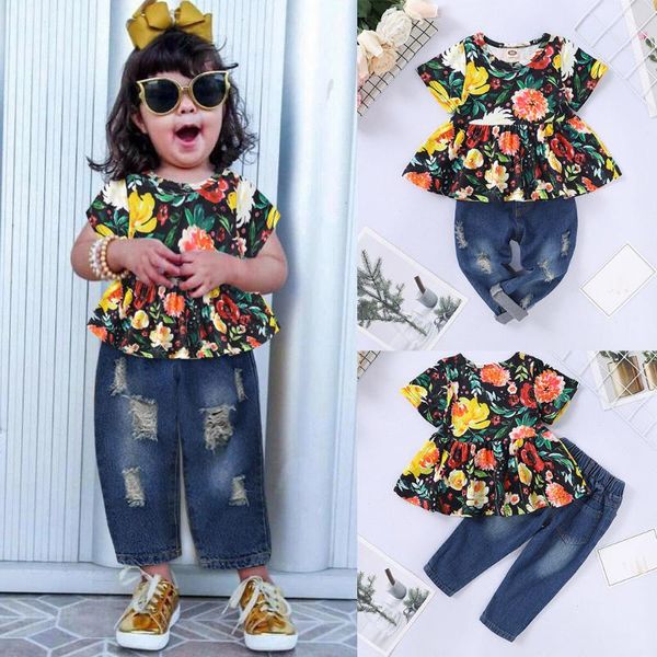 summer fashion toddler baby girls clothes floral print +hole jeans outfits casual clothes summer girls school, White
summer fashion toddler baby girls clothes floral print +hole jeans outfits casual clothes summer girls school, White