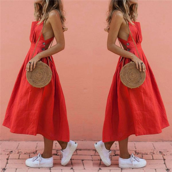 women summer boho strappy long maxi dress backless party red dress beachwear sundress vestido mujer, Black;gray