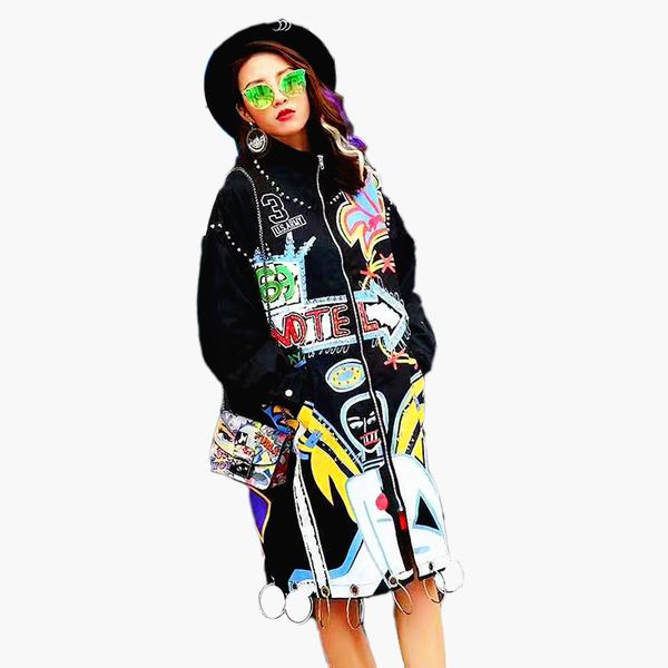 oversized punk jacket black army green spring autumn women long print coat, Tan;black
oversized punk jacket black army green spring autumn women long print coat, Tan;black