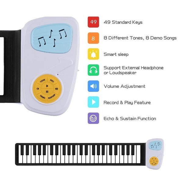 49 key roll up piano speaker hand roll up piano midi portable folding electronic soft keyboard for beginner kids
49 key roll up piano speaker hand roll up piano midi portable folding electronic soft keyboard for beginner kids