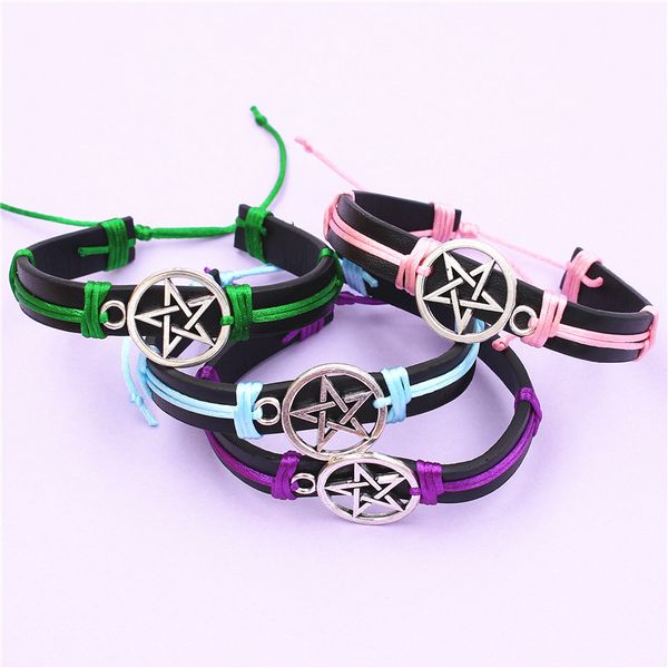 12pcs/lot dgw men and women ancient silver five-pointed star jewelry 9colors braided leather bracelet fashion bangles, Black
12pcs/lot dgw men and women ancient silver five-pointed star jewelry 9colors braided leather bracelet fashion bangles, Black