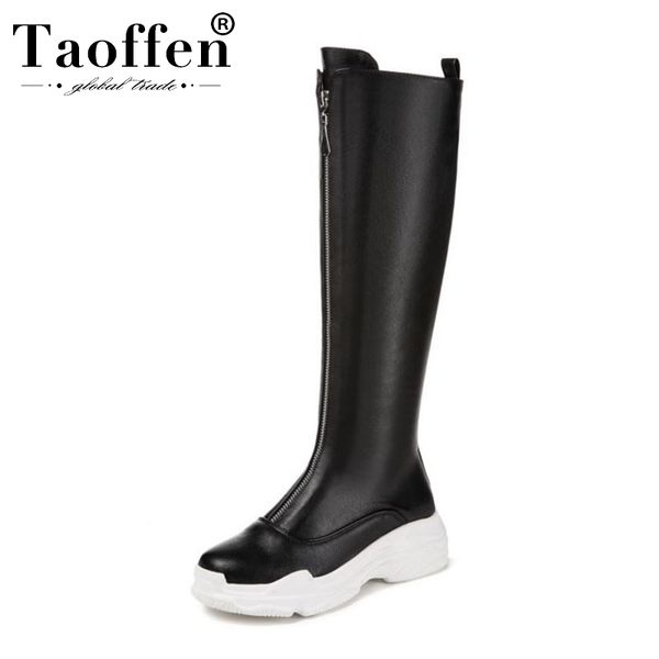 taoffen ladies black white boots platform front zipper winter knee high boots round toe classics shoes woman size 29-43
taoffen ladies black white boots platform front zipper winter knee high boots round toe classics shoes woman size 29-43